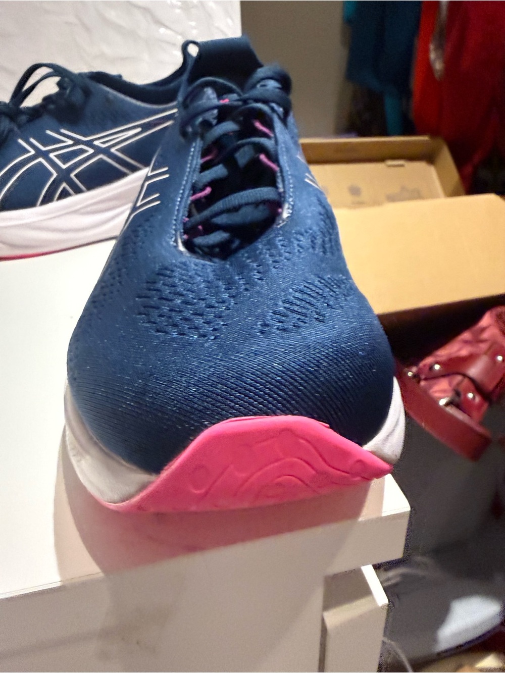 Asics Navy and Pink Women's Athletic Running Shoes - Picture 7 of 7